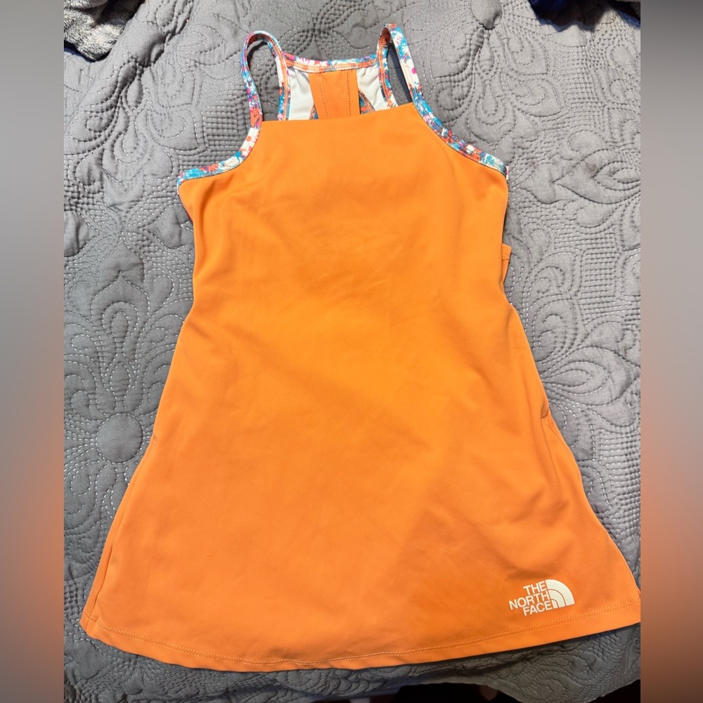 The North Face Vibrant Orange Dress with Patterned Trim
